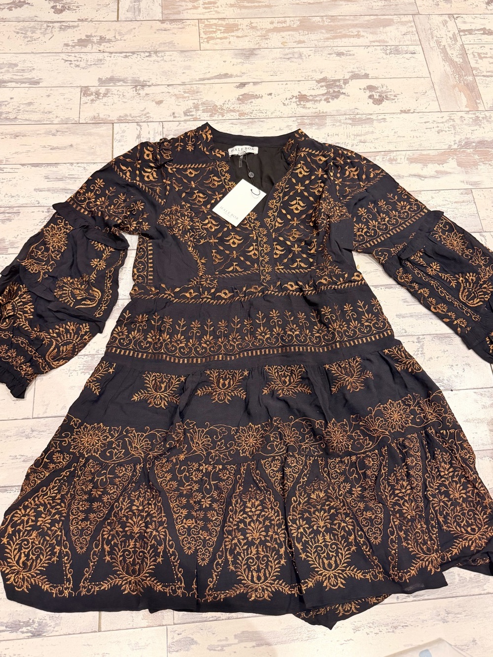 Hale Bob Adira Embroidered Dress.  XS